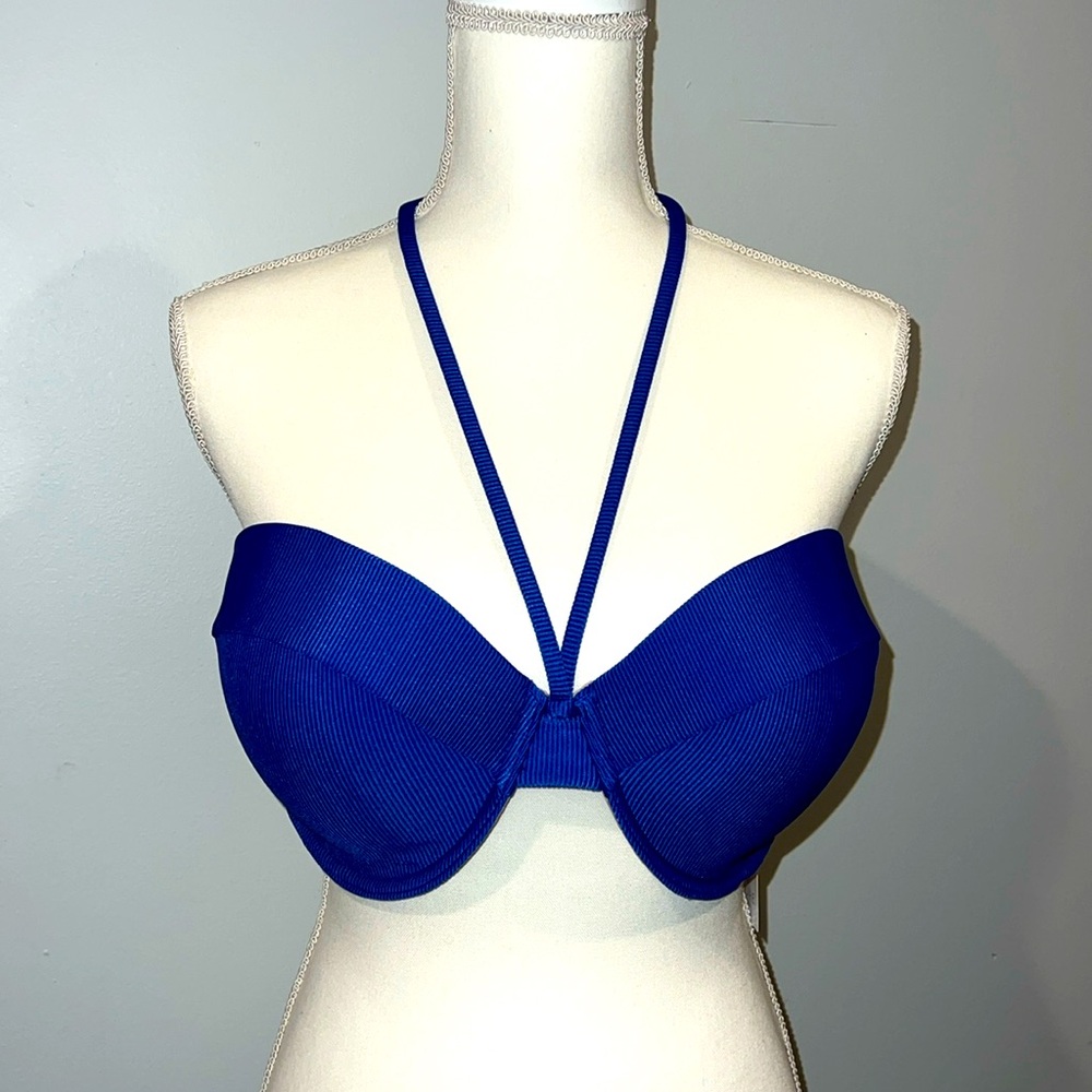 NWT Spade & Shore bikini top, blue, sz 36DD